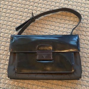 Prada Spazzolato-Trimmed Tessuto Handle Bag